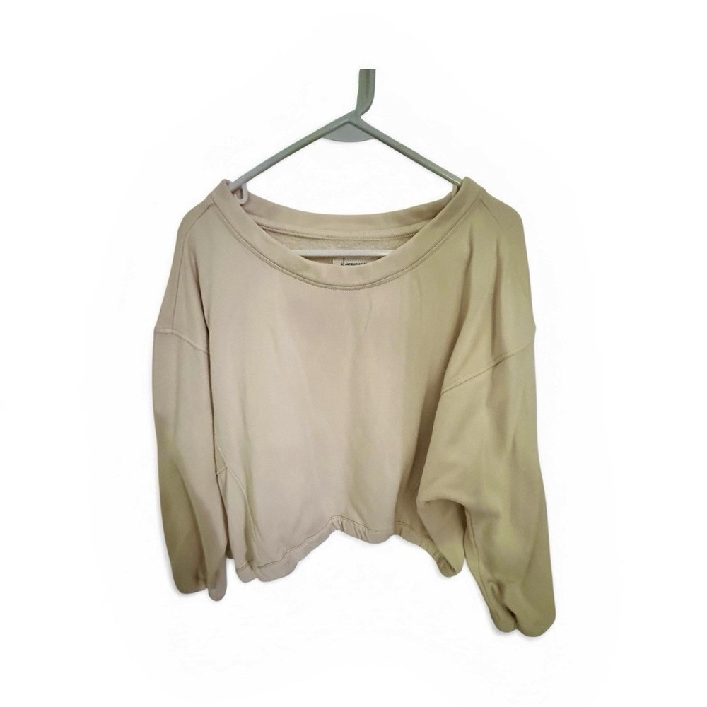 Anthropologie Women's Pullover Cropped Fleece Cotton Sweatshirt Peach Size S